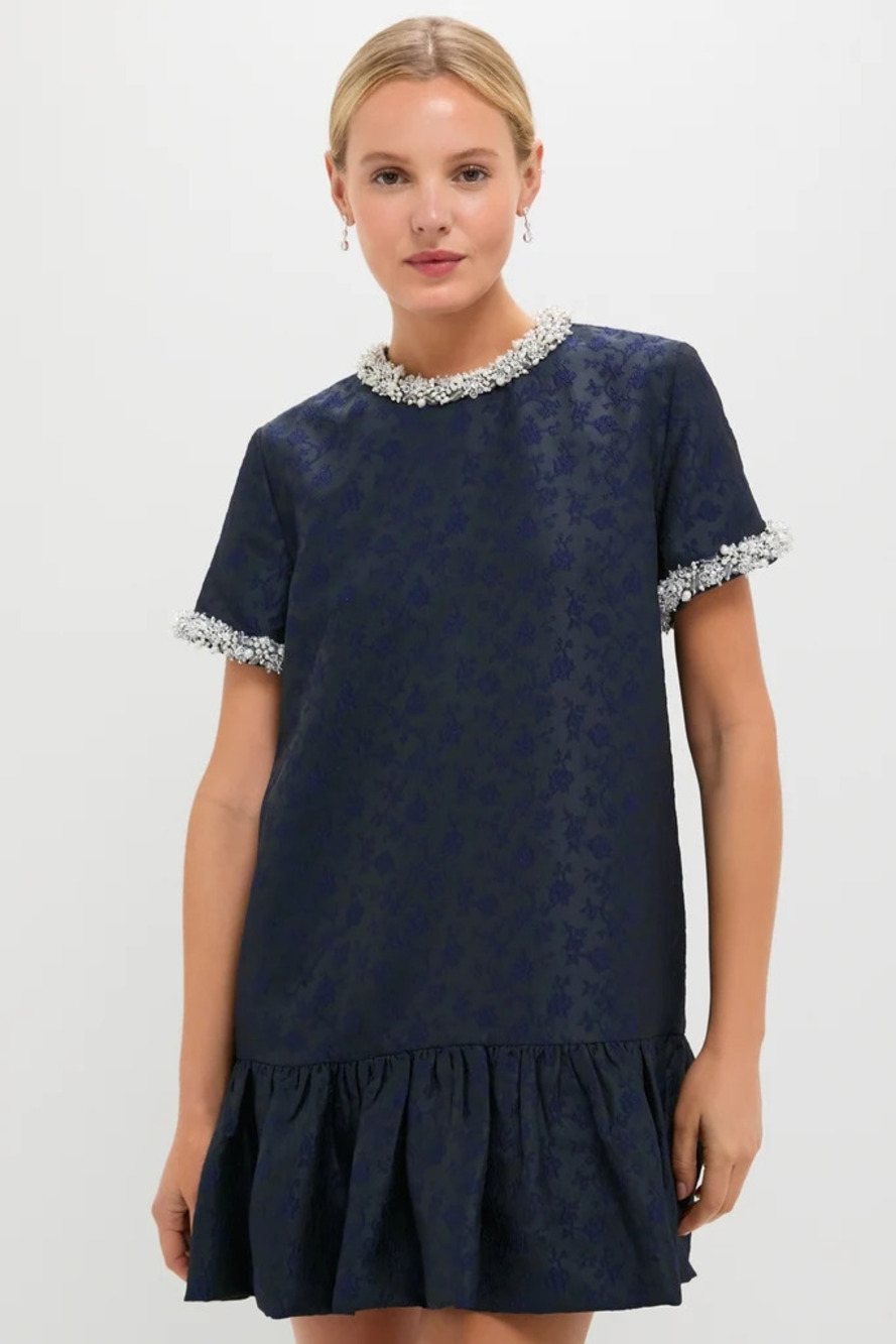SIMKHAI Midnight Alison Short Sleeve Mini Dress